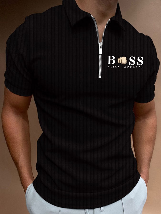 Camisa polo a rayas Lettering casual para hombre
