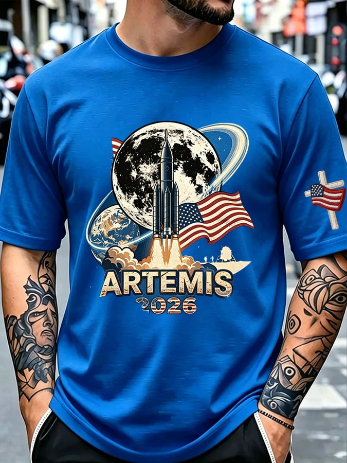 Camiseta Artemis II Moon Mission Themed Trendy for Space Enthusiasts para hombre