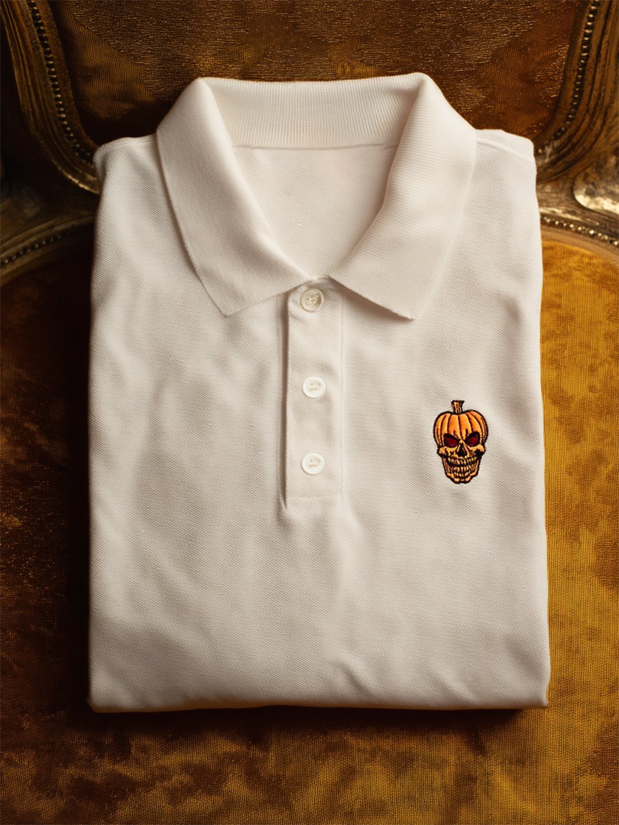 Camisa polo casual ejecutivo Halloween Pumpkin Art Button de manga corta para hombre