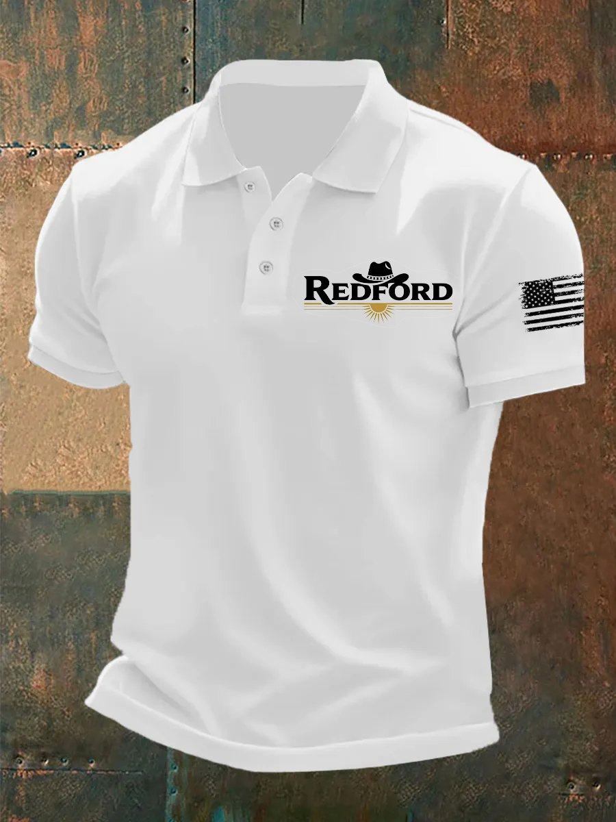 Camisa polo clásico ejecutivo Logo Button de manga corta para hombre