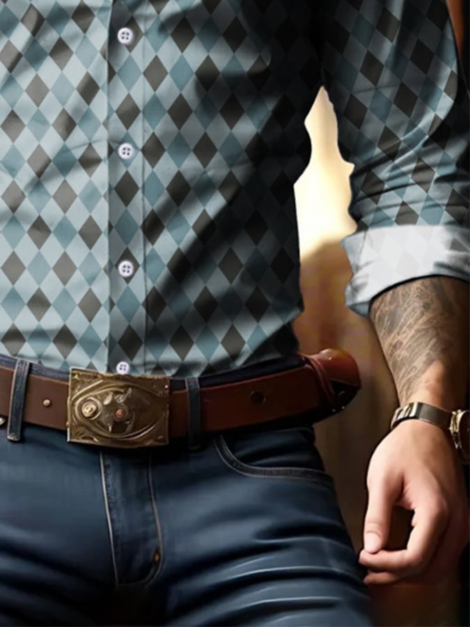 Ejecutivo Style geométrico Princamiseta para hombre