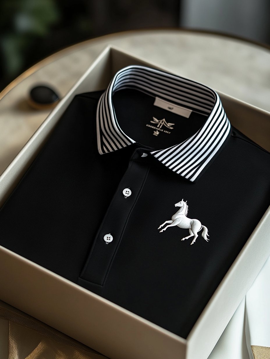 Camisa polo clásico ejecutivo Logo Button de manga corta para hombre