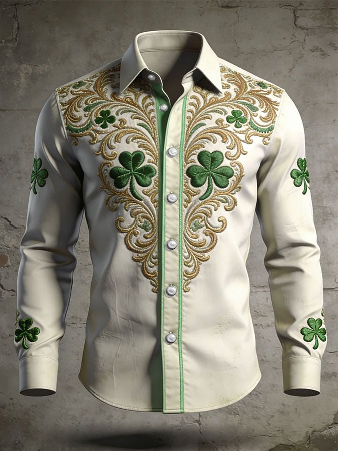 Camisa St. Patrick's Day estampado casual para hombre