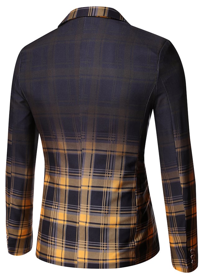 Chaqueta Checkered Contrasting Color Gentleman ejecutivo casual de corte entalladoting Suit
