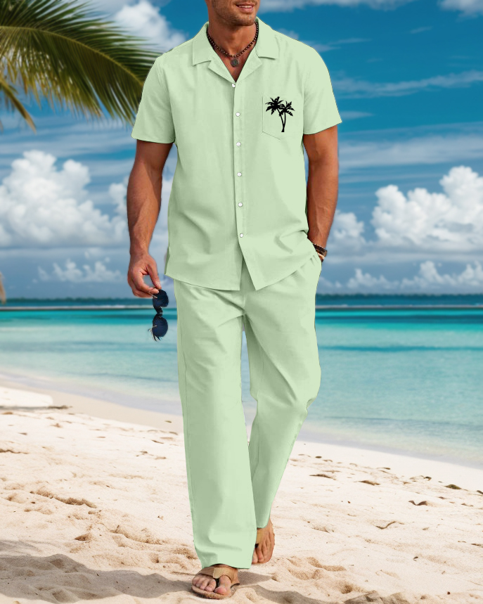 Suitmens Vacation Coconut Tree Pattern Walking Suit para hombre
