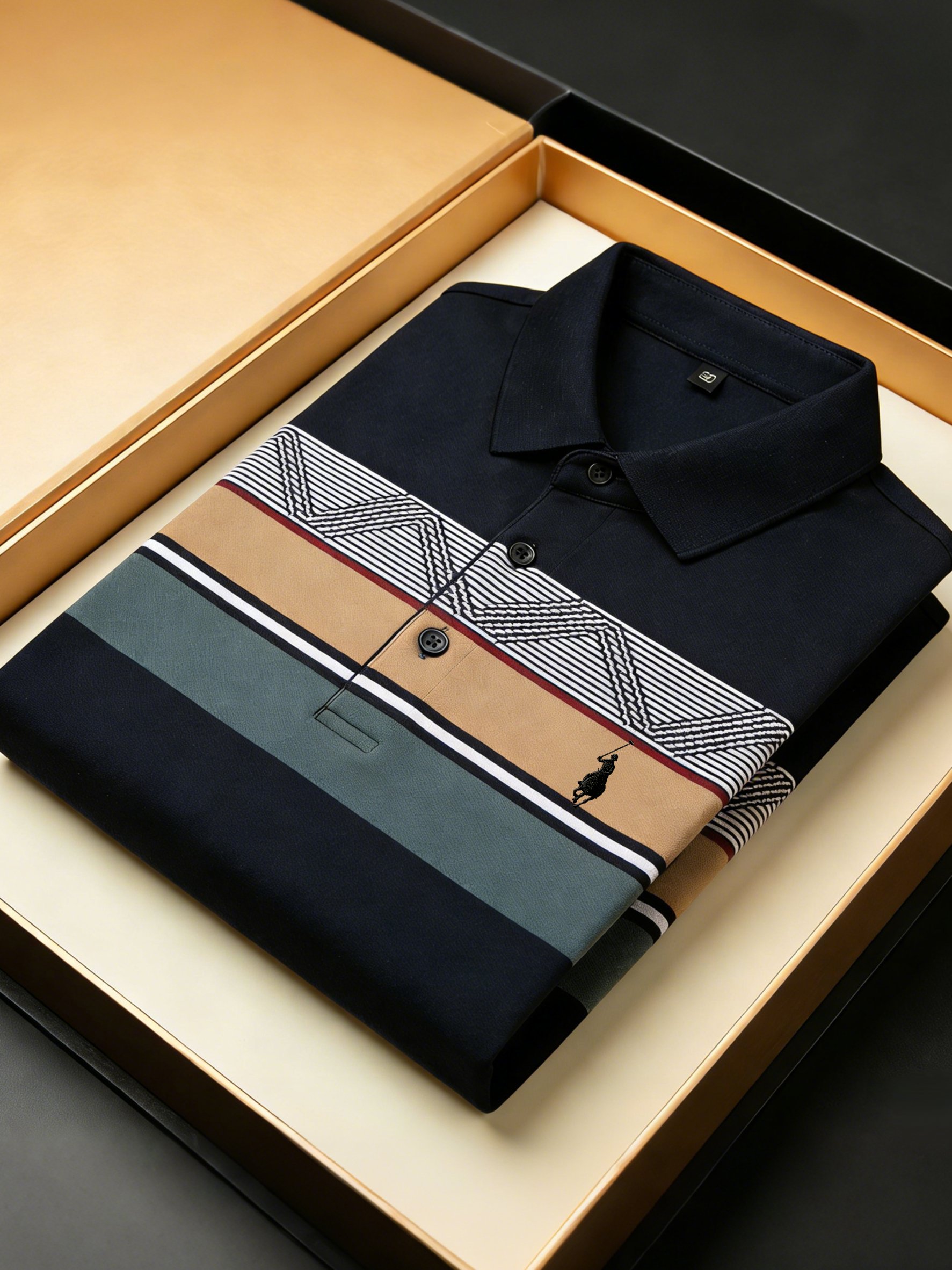 Camisa polo ejecutivo Style estampado de manga corta para hombre