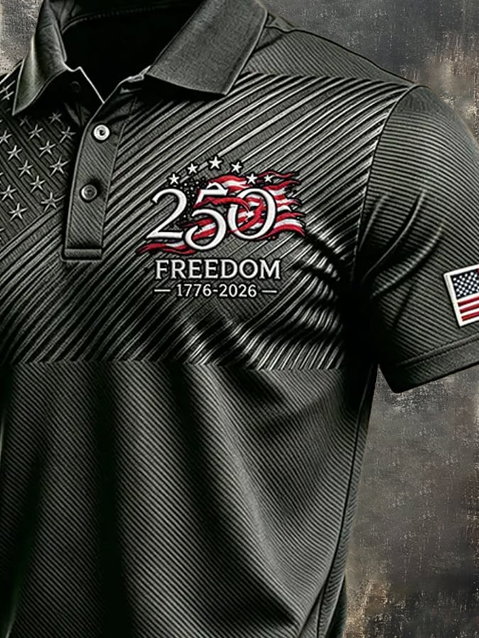 Camisa polo retro "Patriot" Color-Block de manga corta para hombre