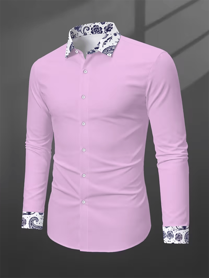 Camisa retro Abstract Art estampado Comfortable ejecutivo Style para hombre