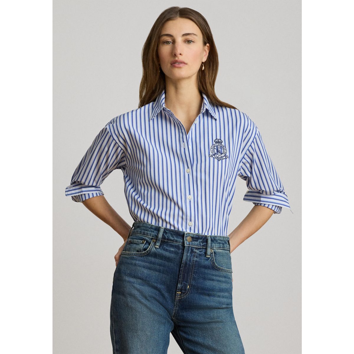 Women's Relaxed Fit Striped Broadcloth Shirt - 1