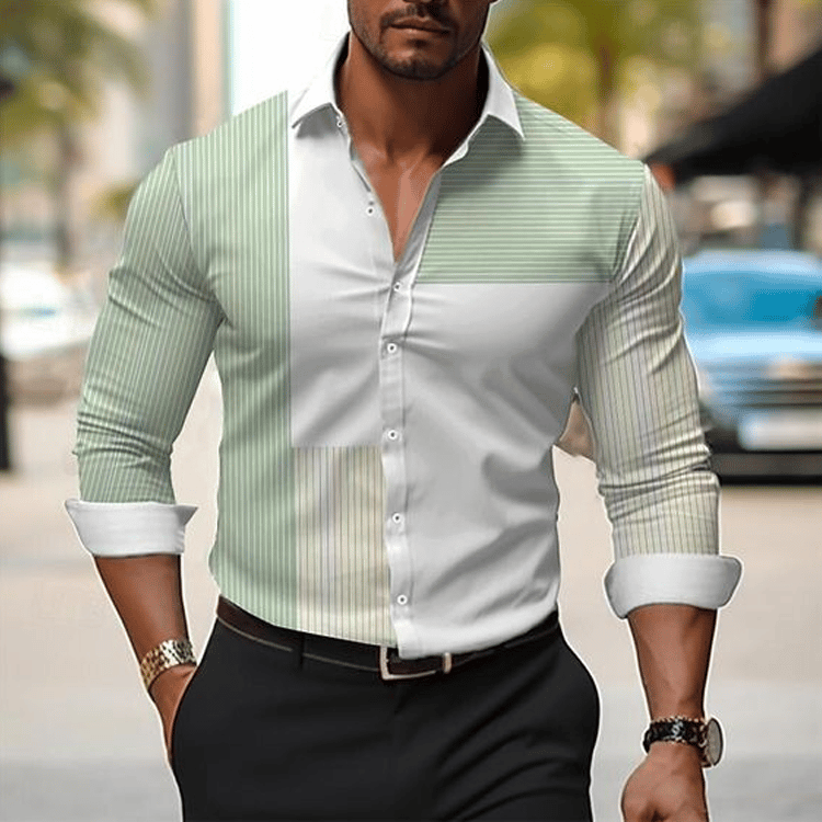 Camisa geométrico Design ejecutivo casual para hombre