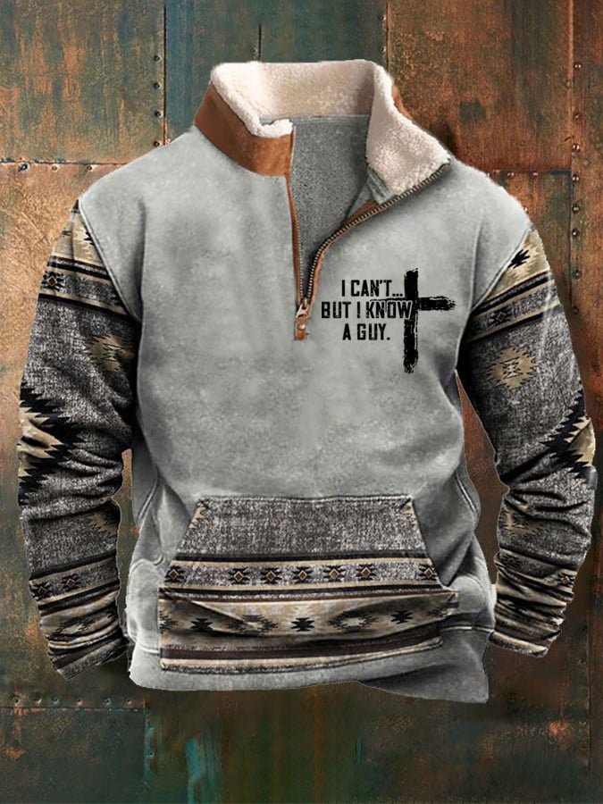 Sudadera vintage Faith "I Can't But I Know A Guy" estampado casual para hombre