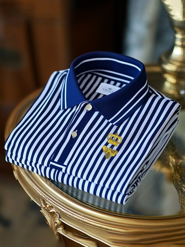Camisa polo clásico ejecutivo Check Logo Button de manga corta para hombre