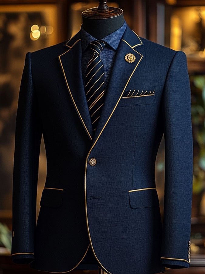 Casual clásico Contrast Color ejecutivo de manga larga Suit para hombre