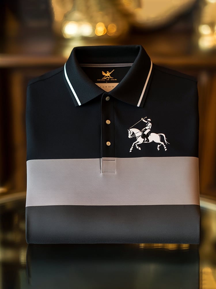 Camisa polo clásico ejecutivo Check Logo Button de manga corta para hombre