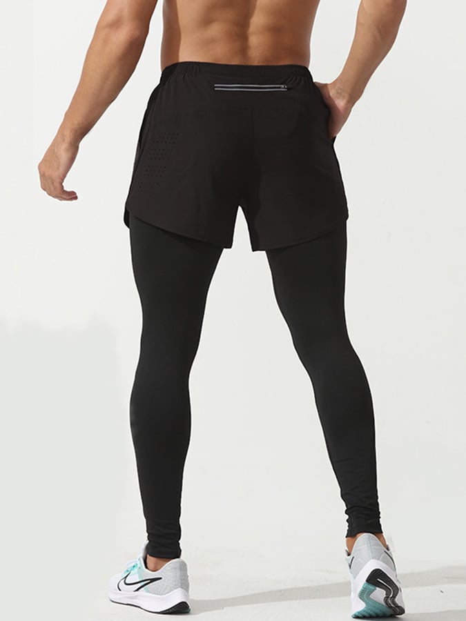 Quick Dry Fake Two Piece Leggings para hombre