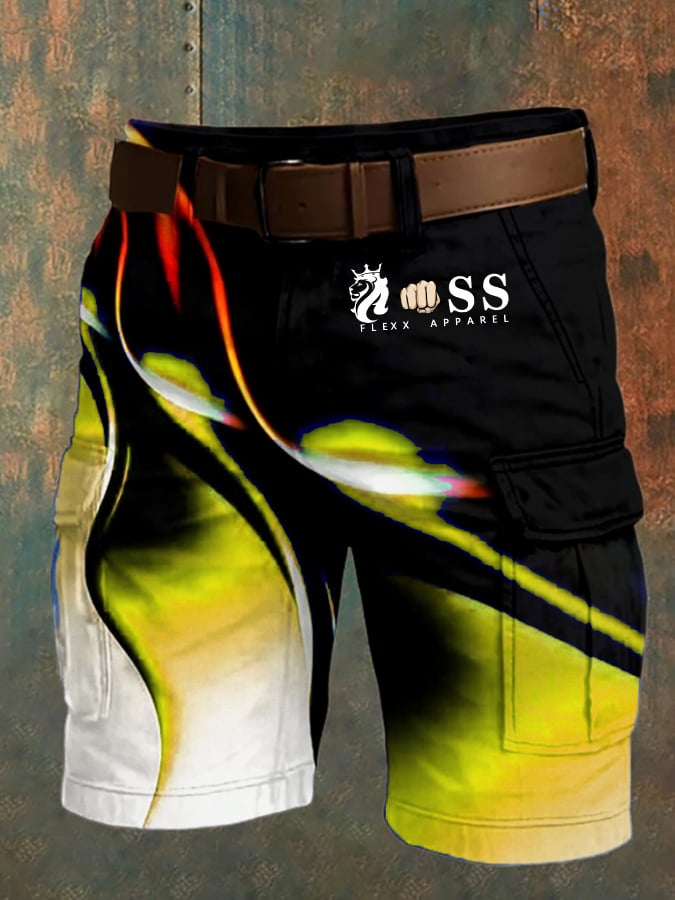 para hombre retro Letter Print Multi-Pocket Design Cargo shorts