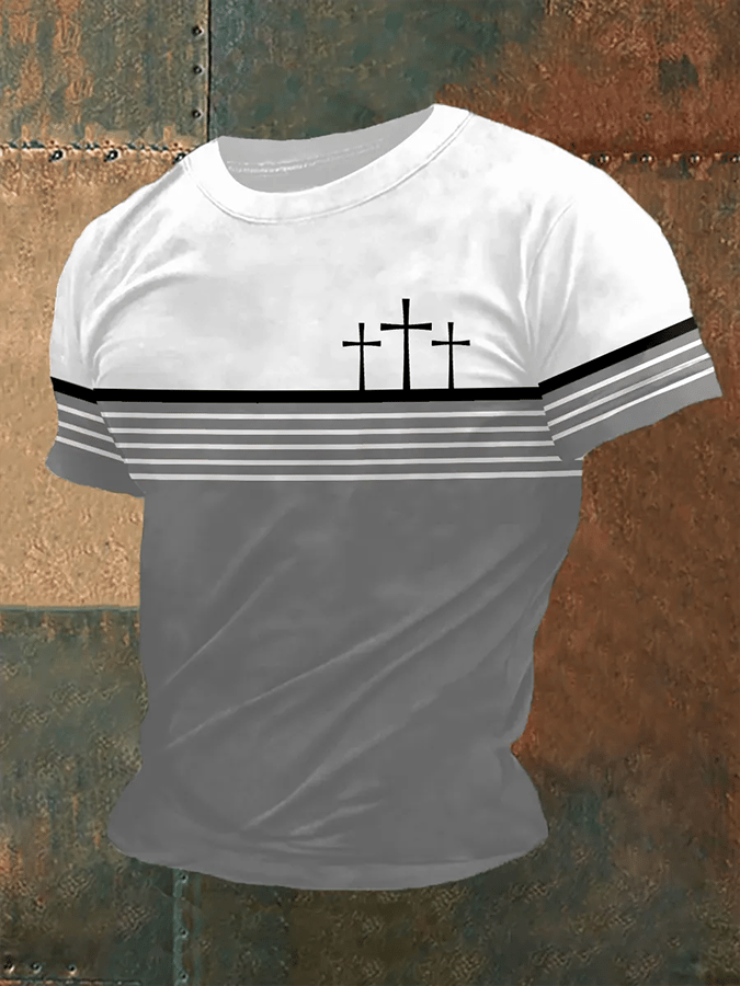 Camiseta vintage Faith Cross estampado para hombre