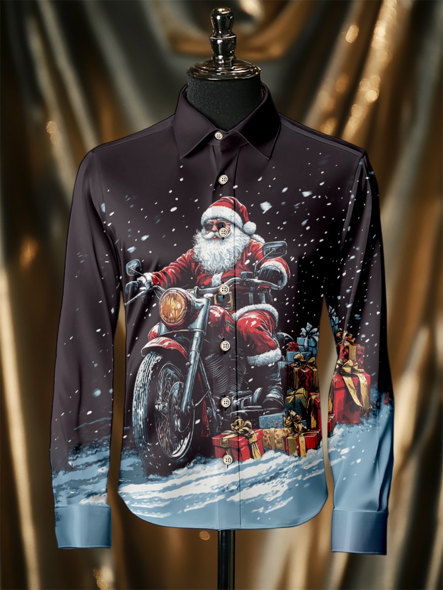 Camisa seda Christmas de lujo ejecutivo de manga larga para hombre