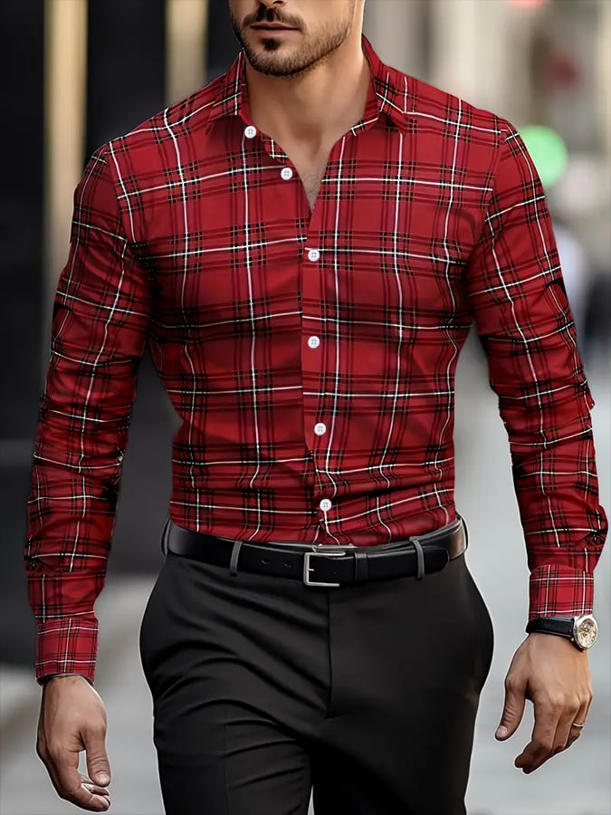 Camisa a cuadros ejecutivo casual para hombre