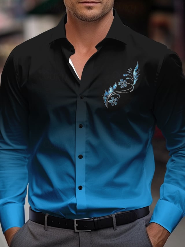 Camisa Street Style ejecutivo a rayas estampado de manga larga para hombre
