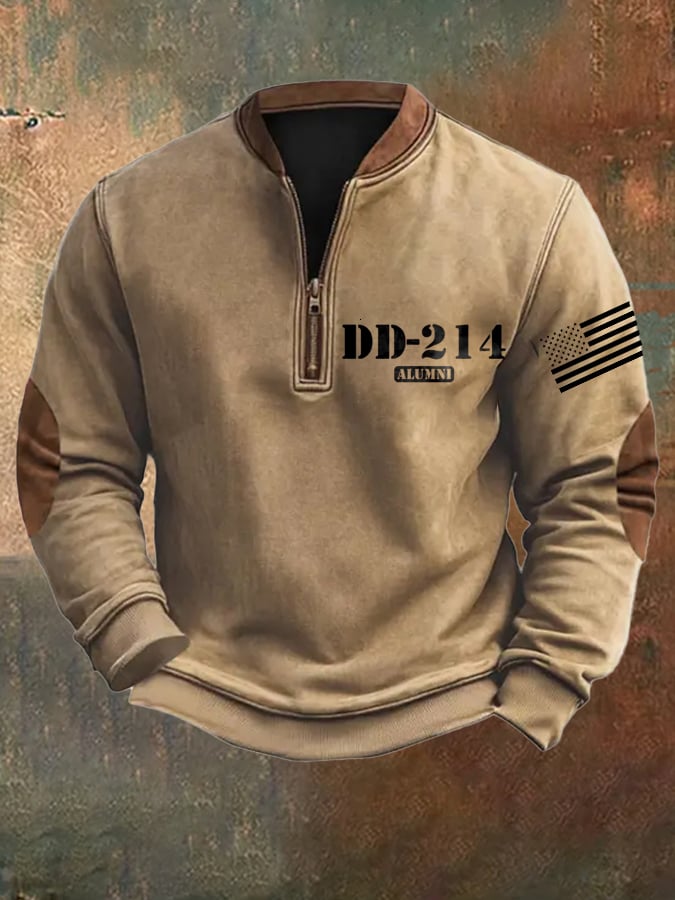 Sudadera retro Veteran Zip cuello para hombre