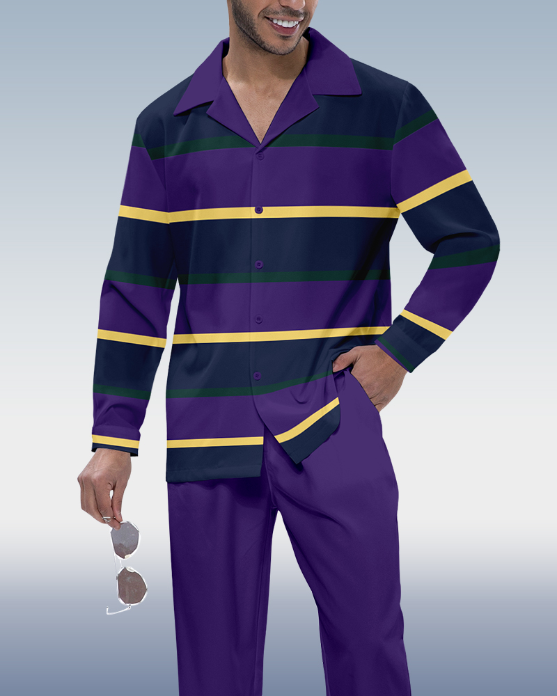 Camisa Purple rayas estampado de manga larga Walking Suit 421 para hombre