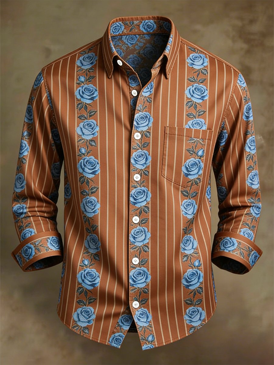 Camisa retro ejecutivo de manga larga para hombre