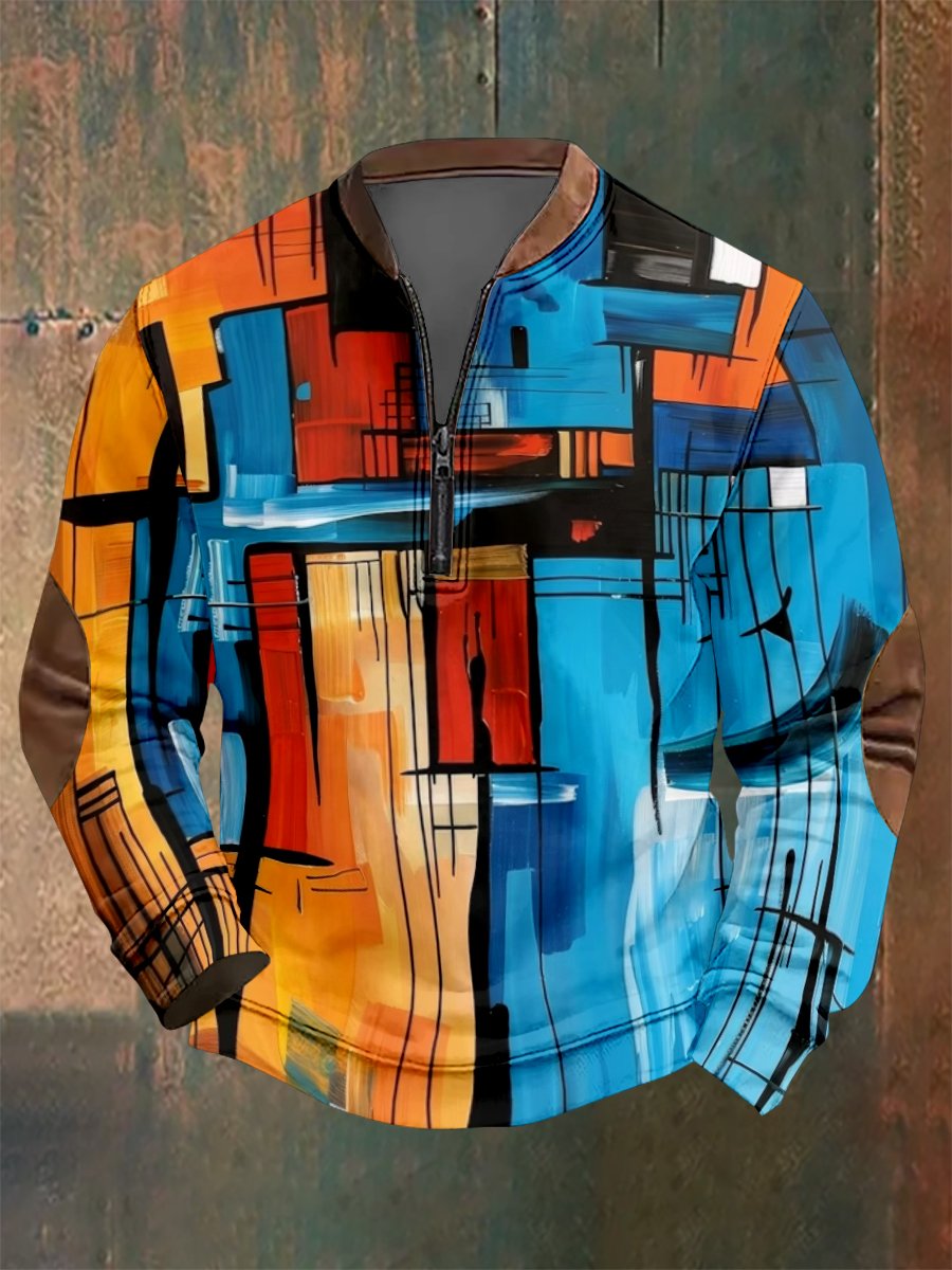 Sudadera vintage geométrico Style estampado para hombre
