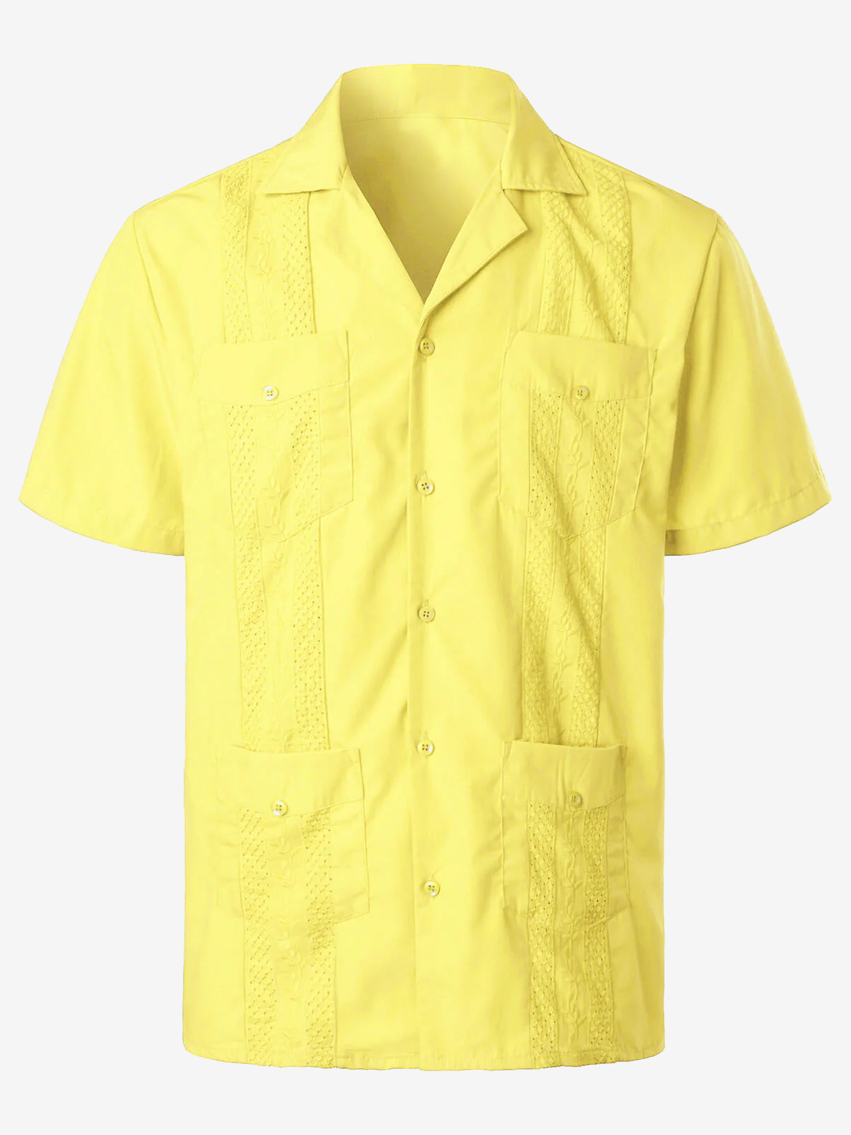 Camisa Summer Cool Embroidery Cuban Guayabera de manga corta Button Up Beach para hombre