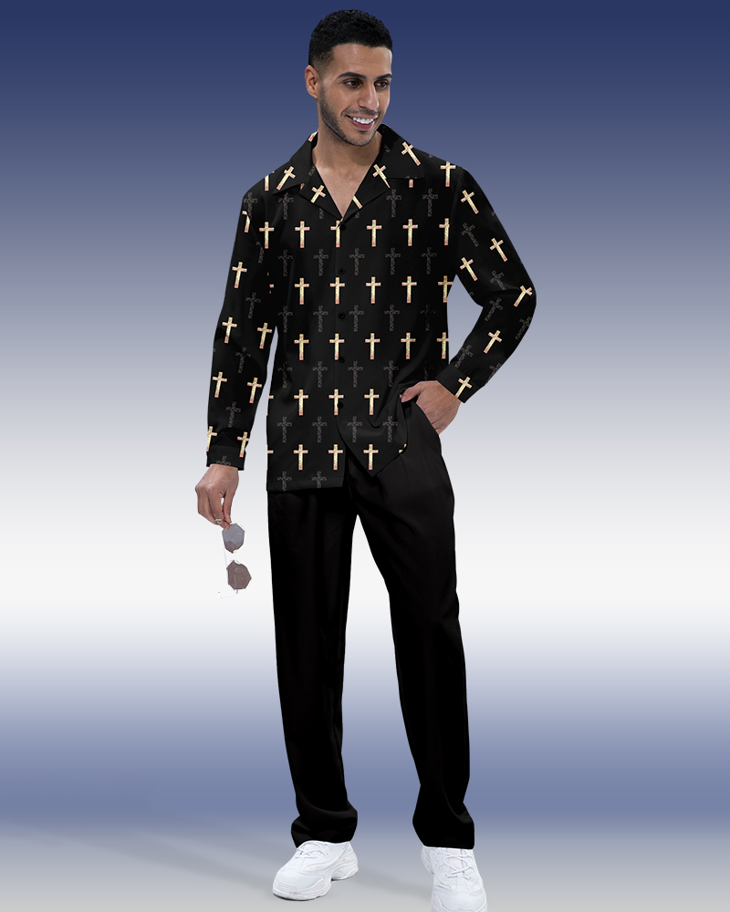 Camisa Gradient estampado de manga larga Walking Suit 638 para hombre