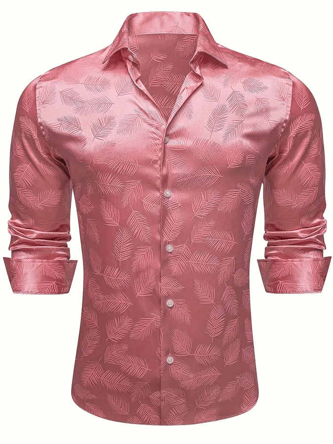 Camisa seda ejecutivo de lujo Design estampado de manga larga para hombre