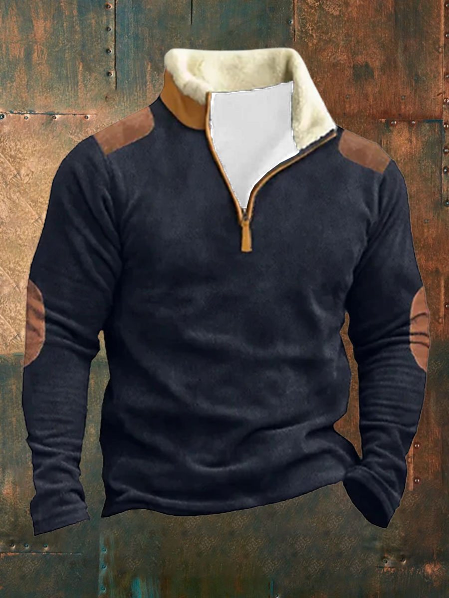 Sudadera casual solapa de manga larga para hombre