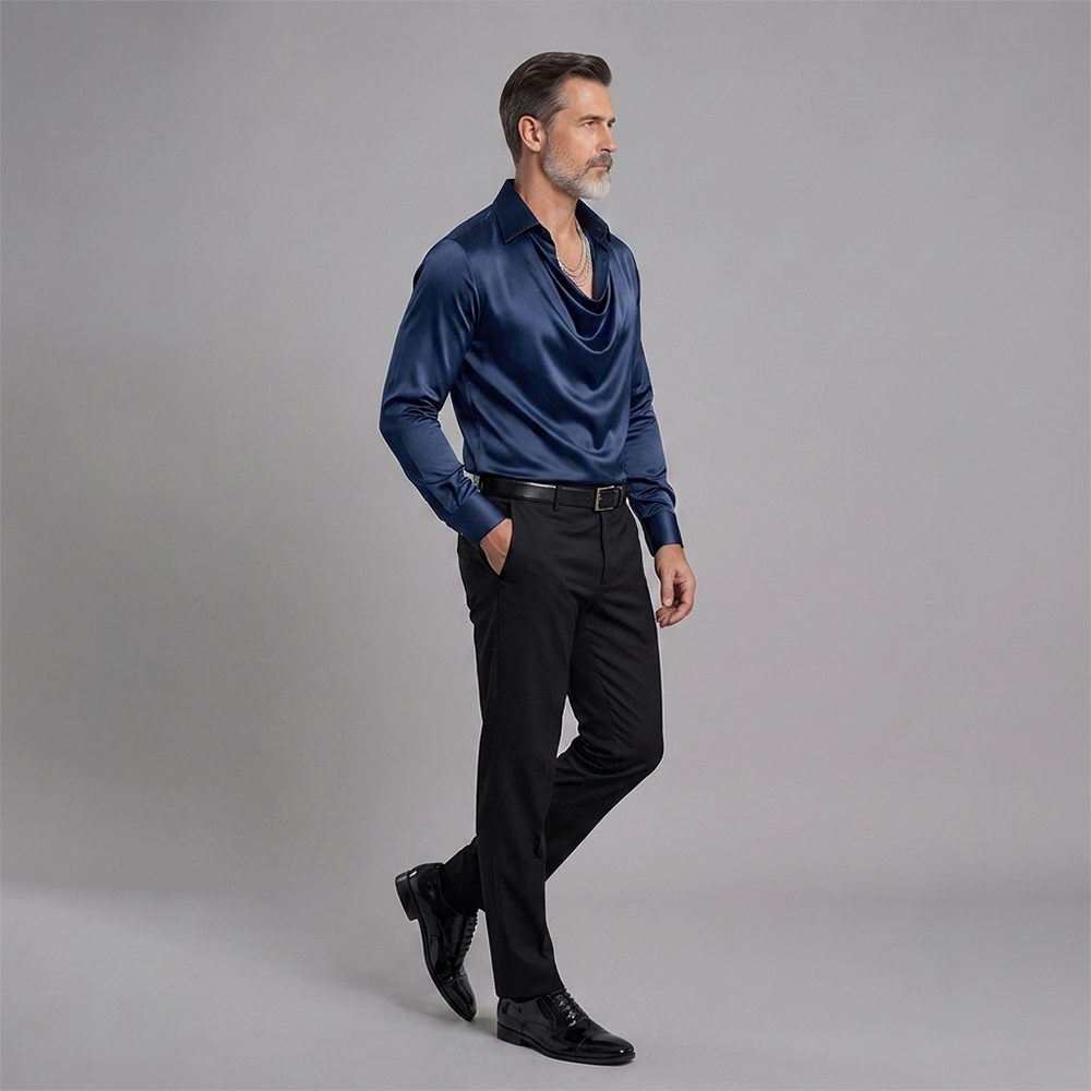 Solid-Color, Minimaliscamiseta-Collar Top para hombre