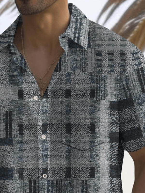 Camisa retro Hawaiian Vacation de manga corta para hombre