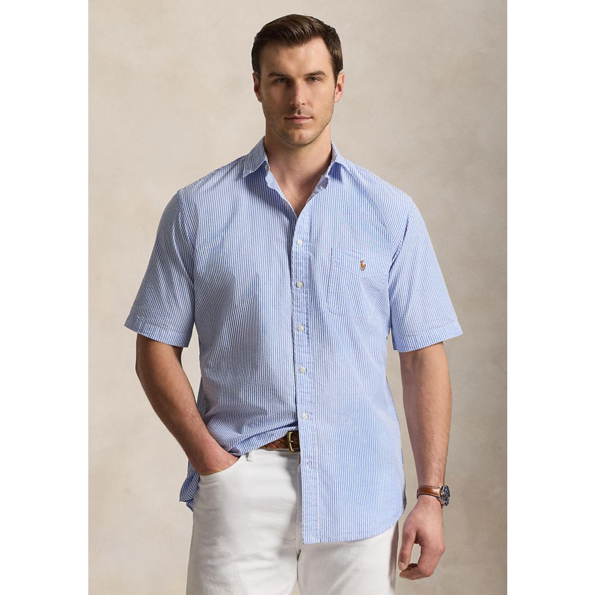 Big & Tall RL Prepster Striped Seersucker Shirt - 6