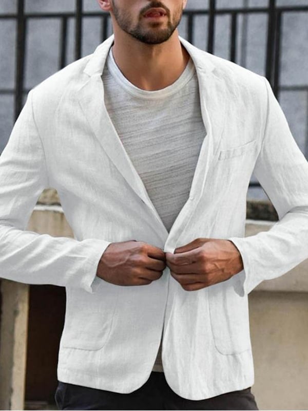 Casual holgado de algodón and de lino suit para hombre