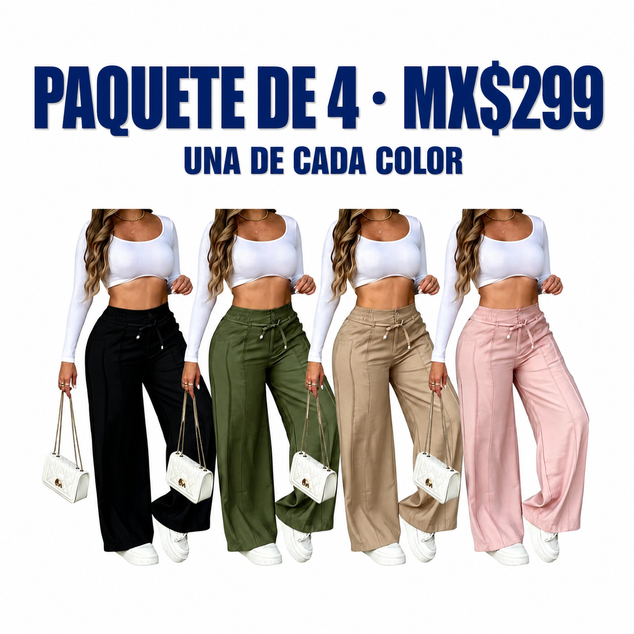 Pantalón casual de pierna ancha para mujer · vista 8