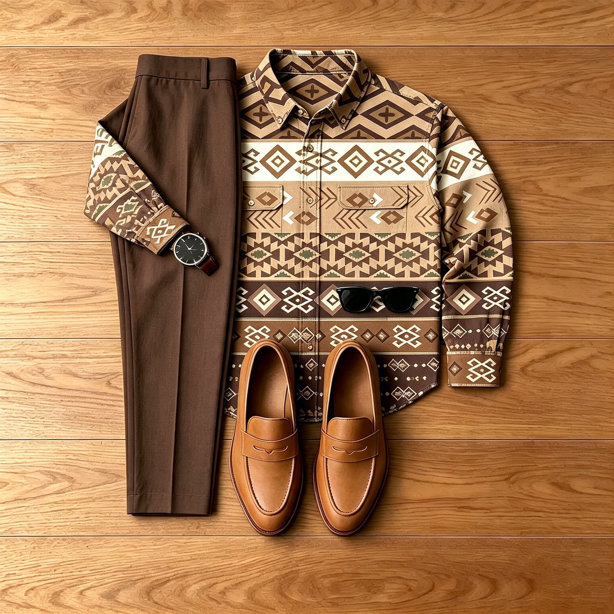 para hombre Diamond-Patterned Denim-Style chaqueta and pantalón Set