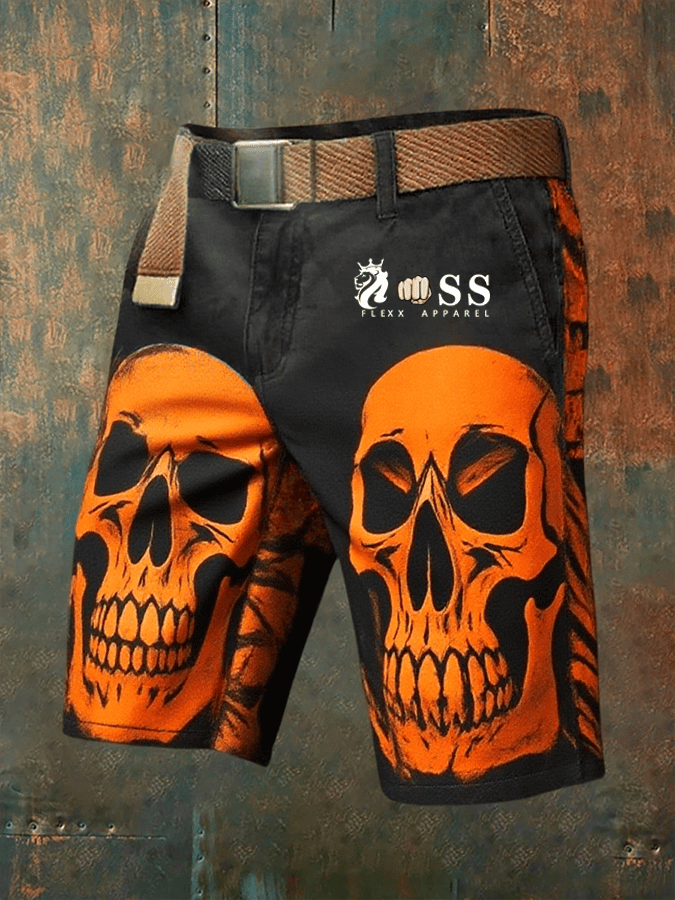Shorts retro Letter estampado Multi-bolsillo Design Cargo para hombre