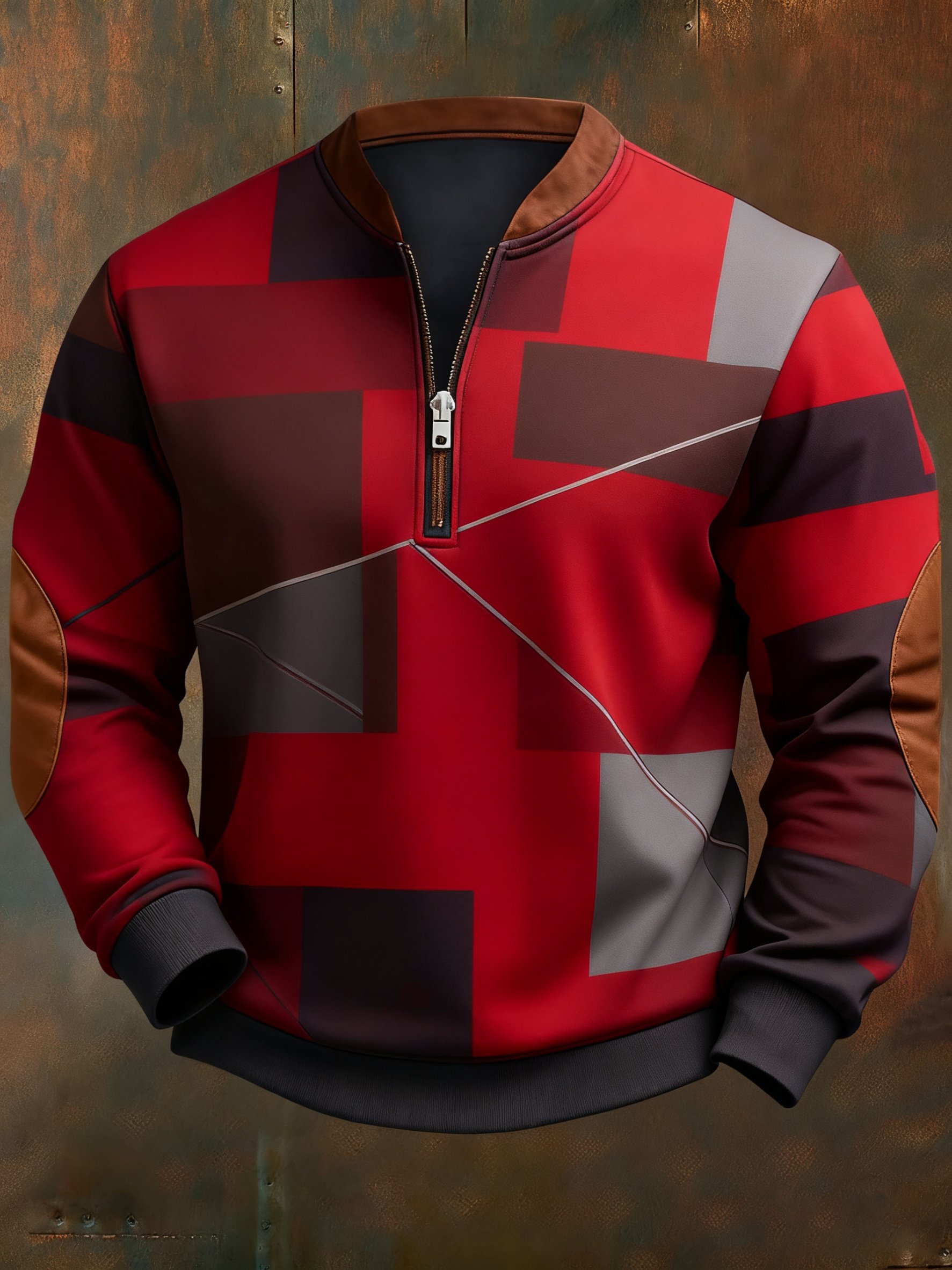 Sudadera casual geométrico en bloques de color estampado para hombre