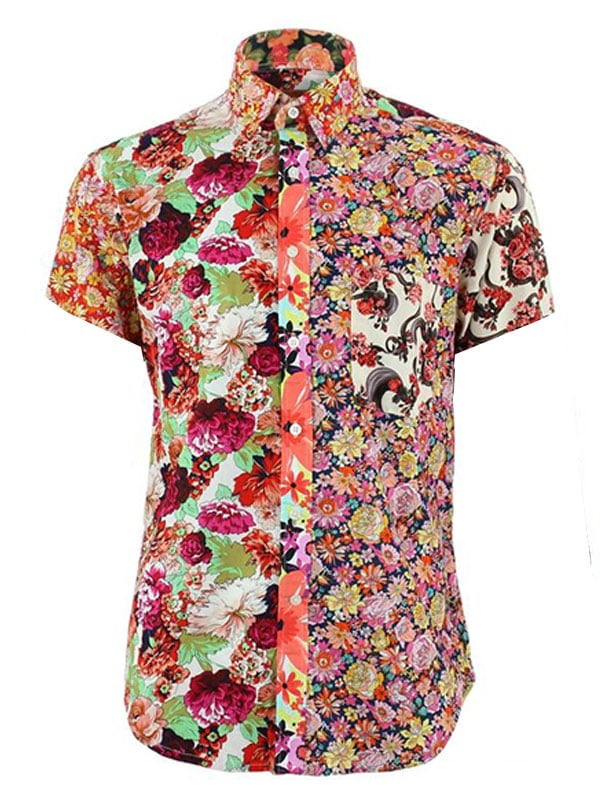 Camisa Beach Vacation floral de manga corta para hombre