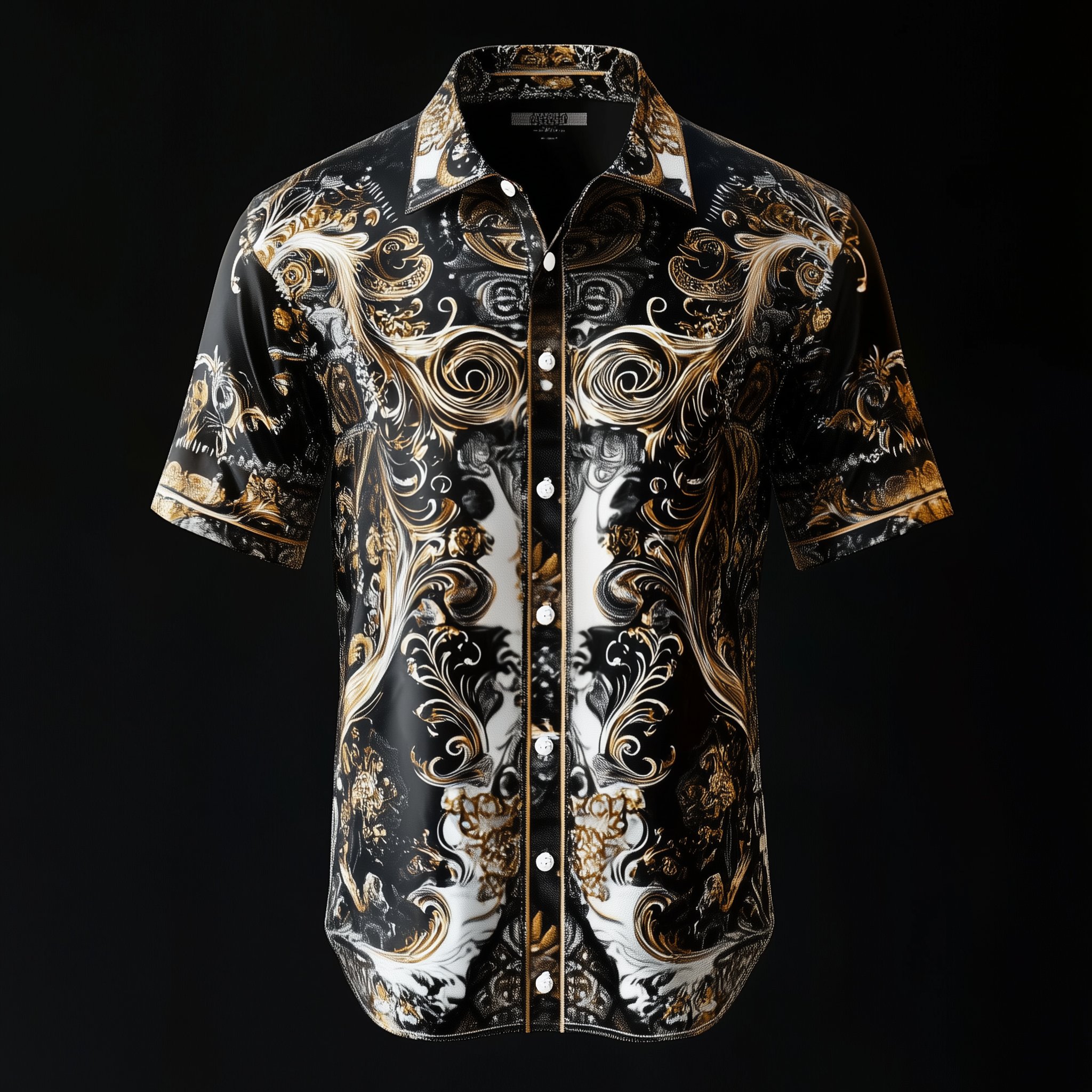 Camisa casual vintage floral Skull estampado de manga corta para hombre