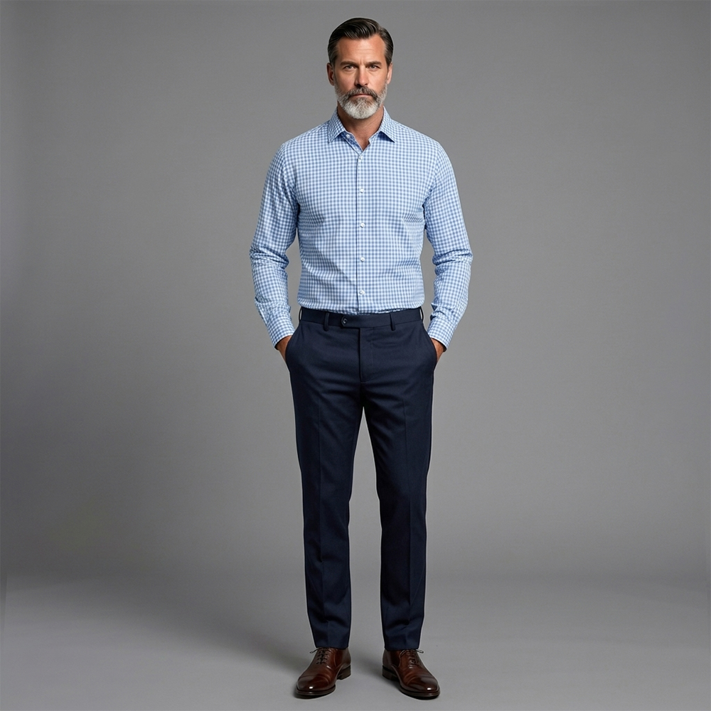 Camisa Four-Way elástico casual Checkered
