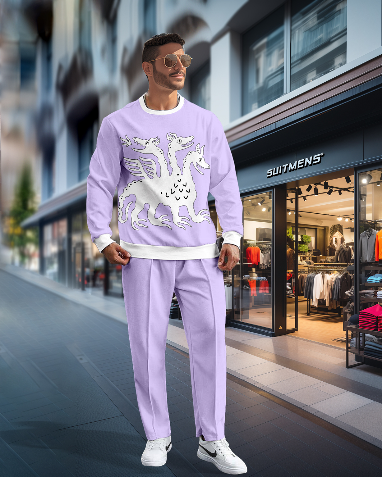 Simple Colorblock Round Neck casual Sports Set 068 para hombre