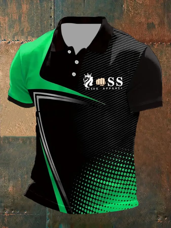 Camisa polo retro Letter estampado casual para hombre