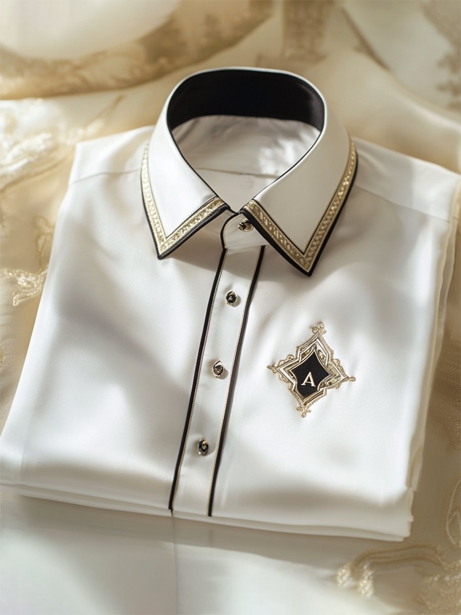 Camisa seda de lujo ejecutivo de manga larga para hombre