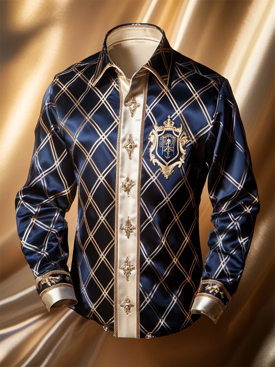 Camisa satén Luxe de manga larga con botones para hombre