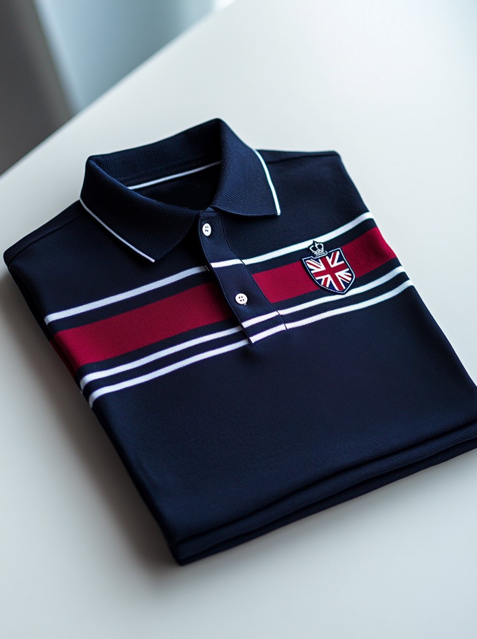 Camisa polo ejecutivo casual Union Jack Button de manga corta para hombre