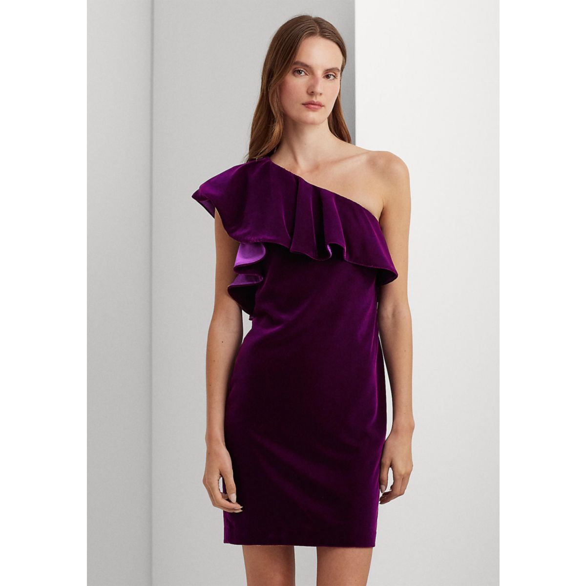 Ruffle Trim Velvet Cocktail Dress - 4