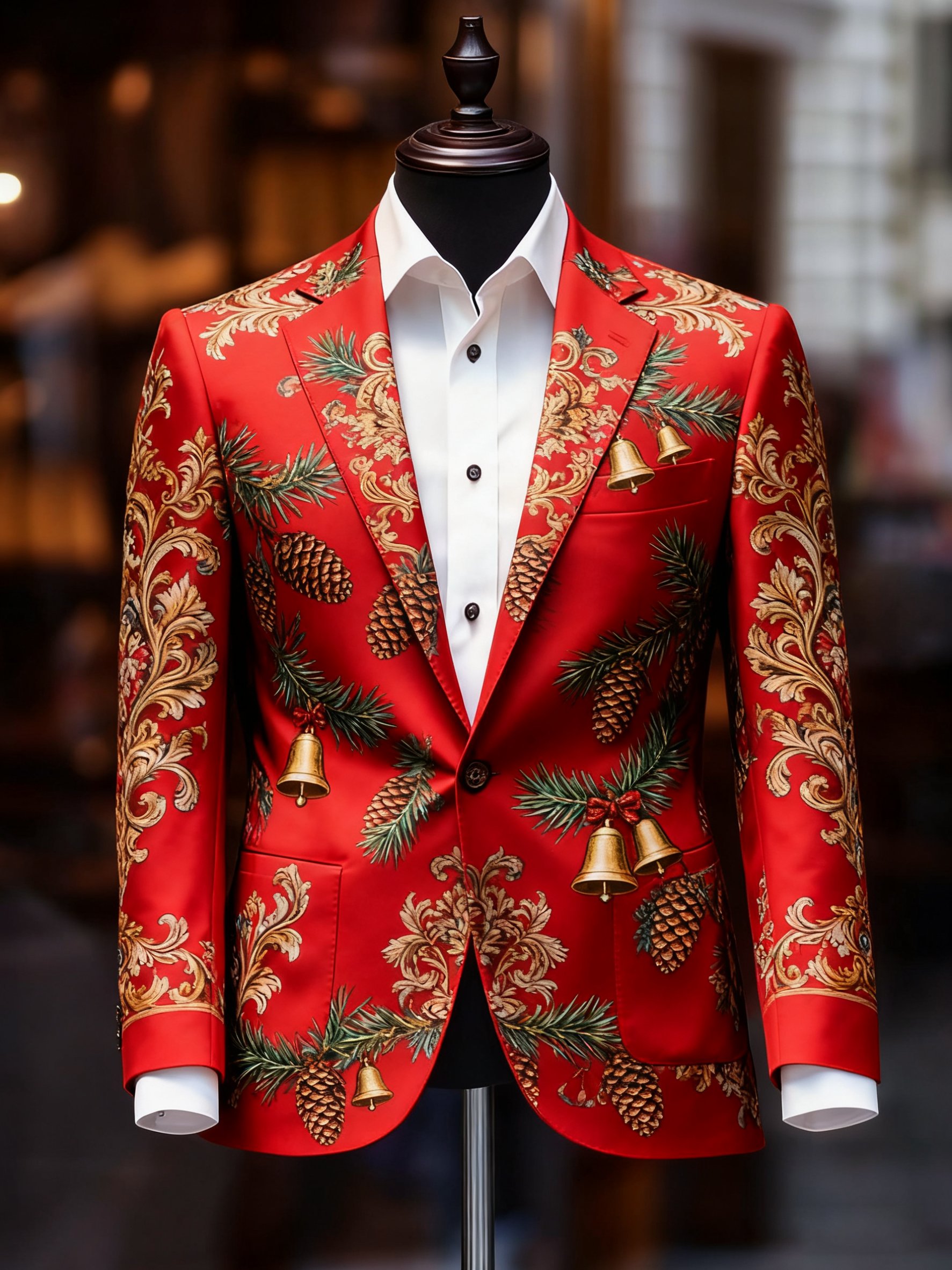 Christmas casual estampado Large bolsillo sacos para hombre
